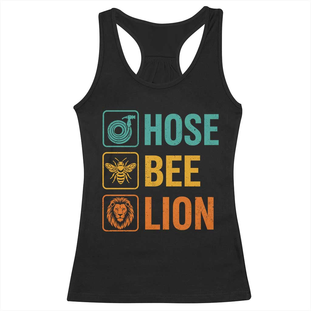 Hose Bee Lion Funny Meme Word Pun Retro Racerback Tank Top