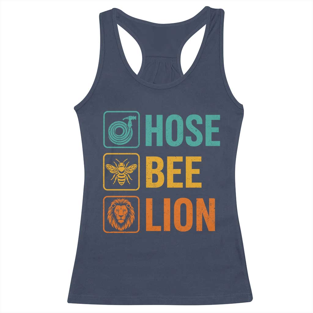 Hose Bee Lion Funny Meme Word Pun Retro Racerback Tank Top