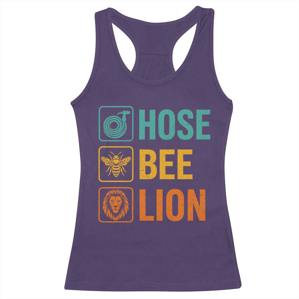 Hose Bee Lion Funny Meme Word Pun Retro Racerback Tank Top