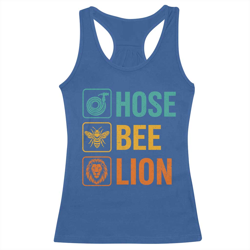 Hose Bee Lion Funny Meme Word Pun Retro Racerback Tank Top