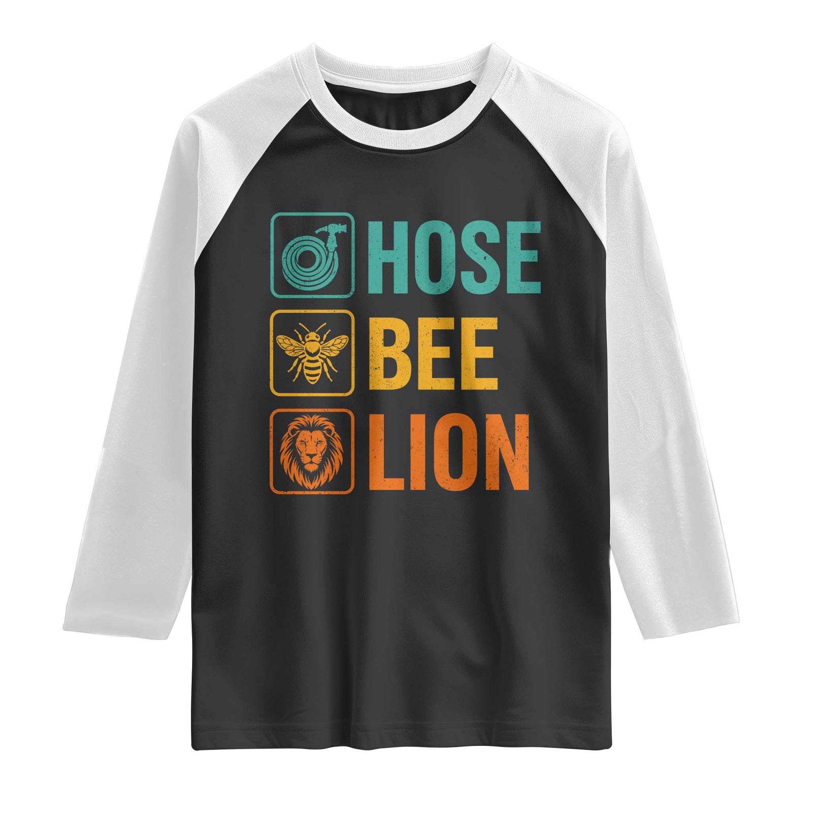 Hose Bee Lion Funny Meme Word Pun Retro Raglan Shirt TS11 Black White Print Your Wear