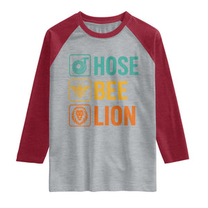 Hose Bee Lion Funny Meme Word Pun Retro Raglan Shirt