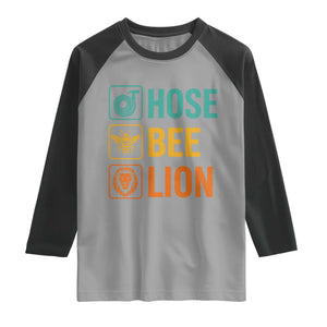 Hose Bee Lion Funny Meme Word Pun Retro Raglan Shirt