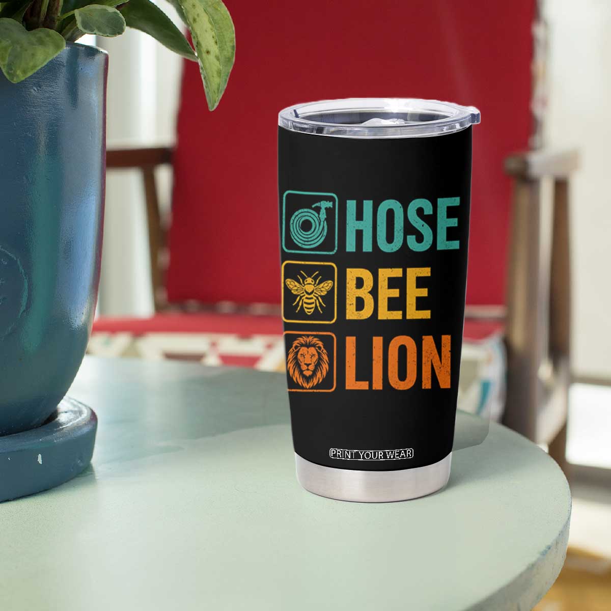 Hose Bee Lion Funny Meme Word Pun Retro Tumbler Cup