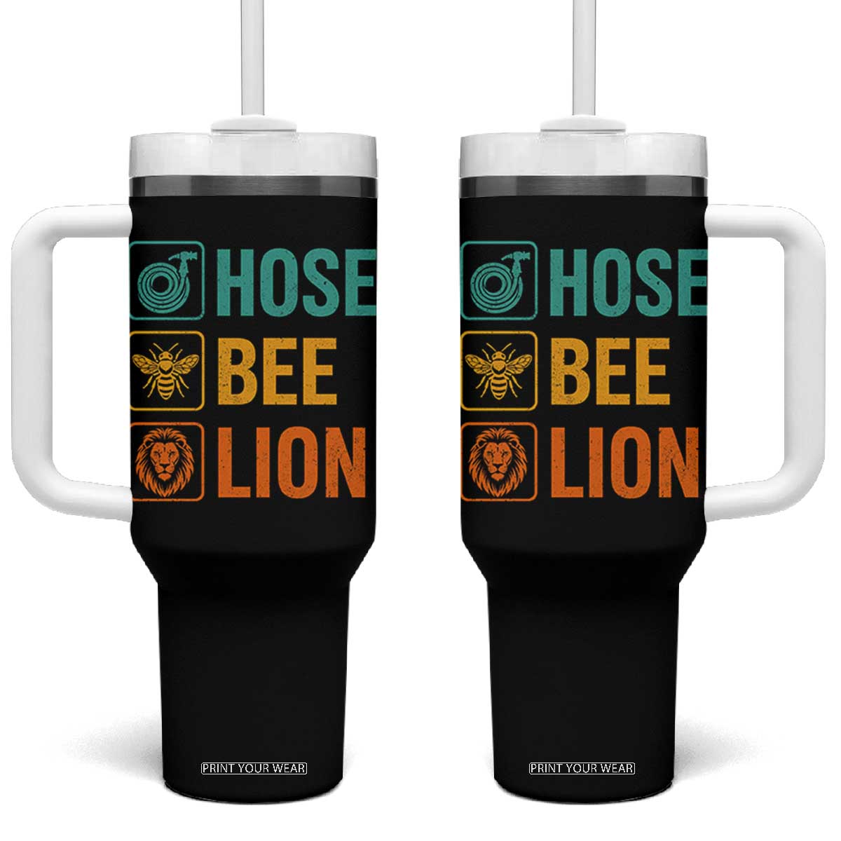 Hose Bee Lion Funny Meme Word Pun Retro Tumbler With Handle