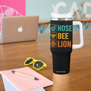 Hose Bee Lion Funny Meme Word Pun Retro Tumbler With Handle