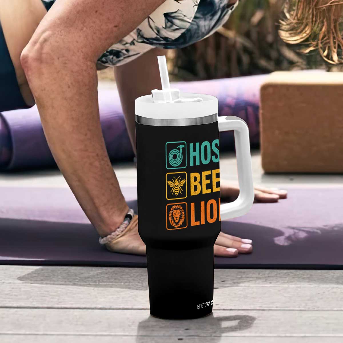 Hose Bee Lion Funny Meme Word Pun Retro Tumbler With Handle