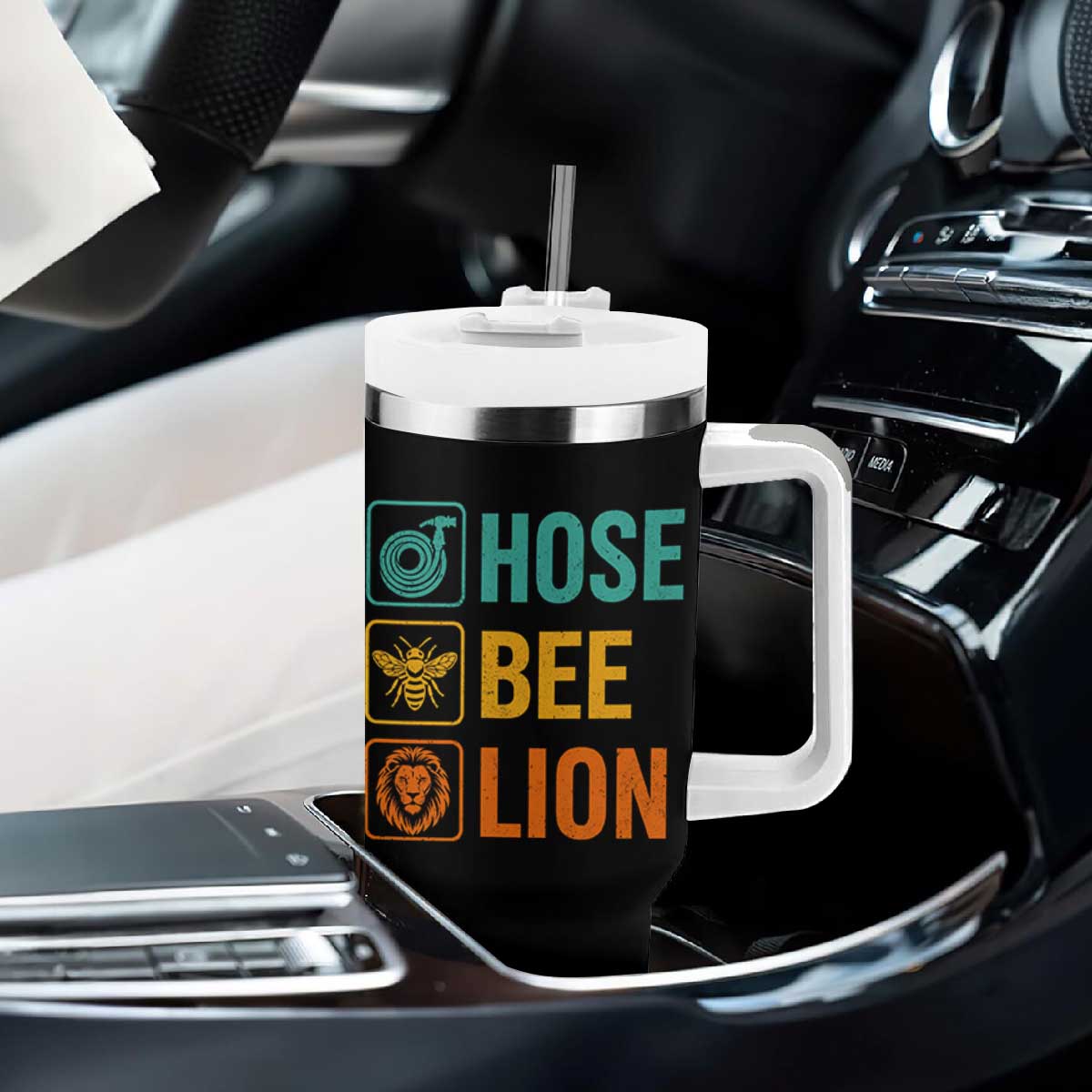 Hose Bee Lion Funny Meme Word Pun Retro Tumbler With Handle