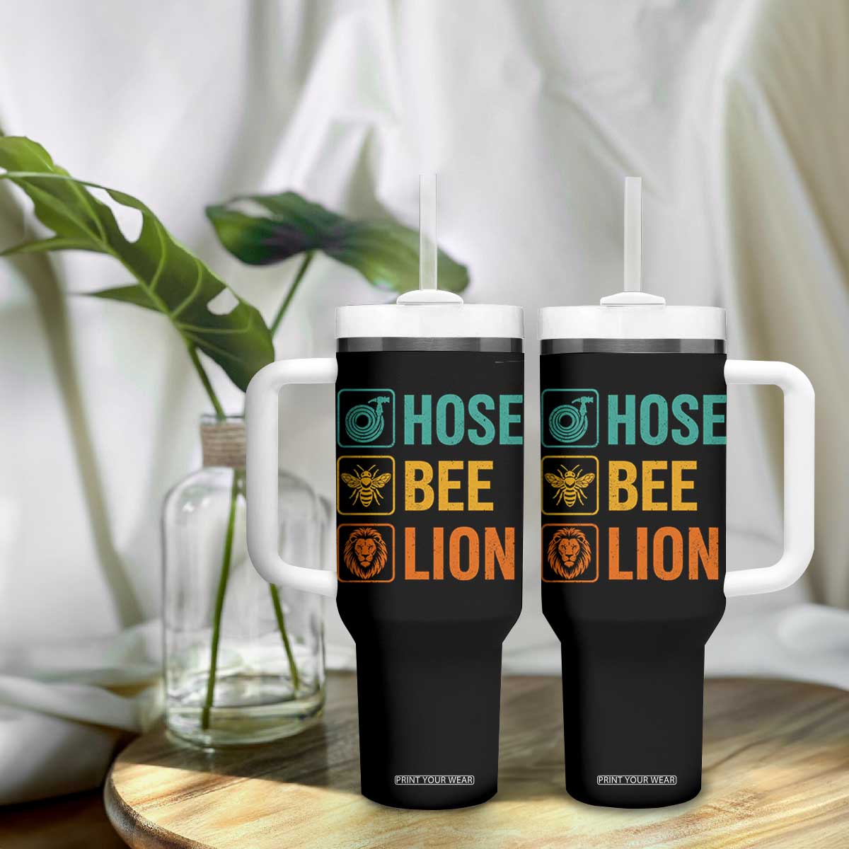 Hose Bee Lion Funny Meme Word Pun Retro Tumbler With Handle
