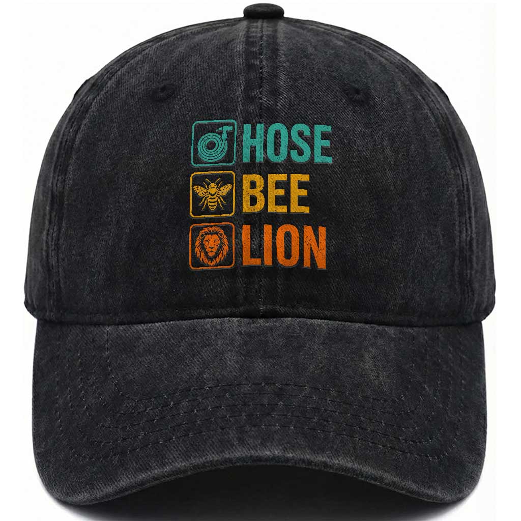 Hose Bee Lion Funny Meme Word Pun Retro Washed Cotton Baseball Cap TS11 Print Your Wear