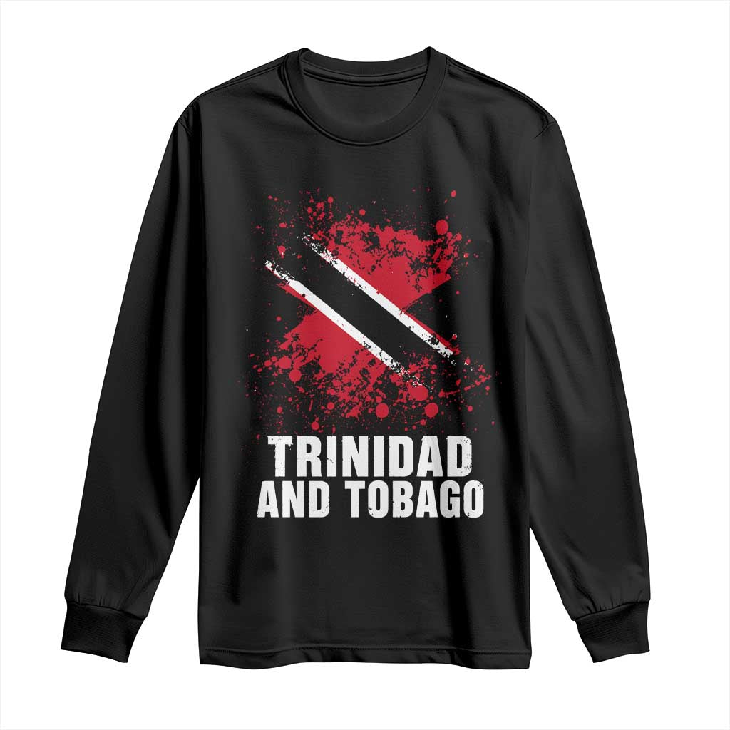 Trinidad And Tobago Long Sleeve Shirt Retro Vintage Watercolors Trinidadian Flag TS11 Black Print Your Wear