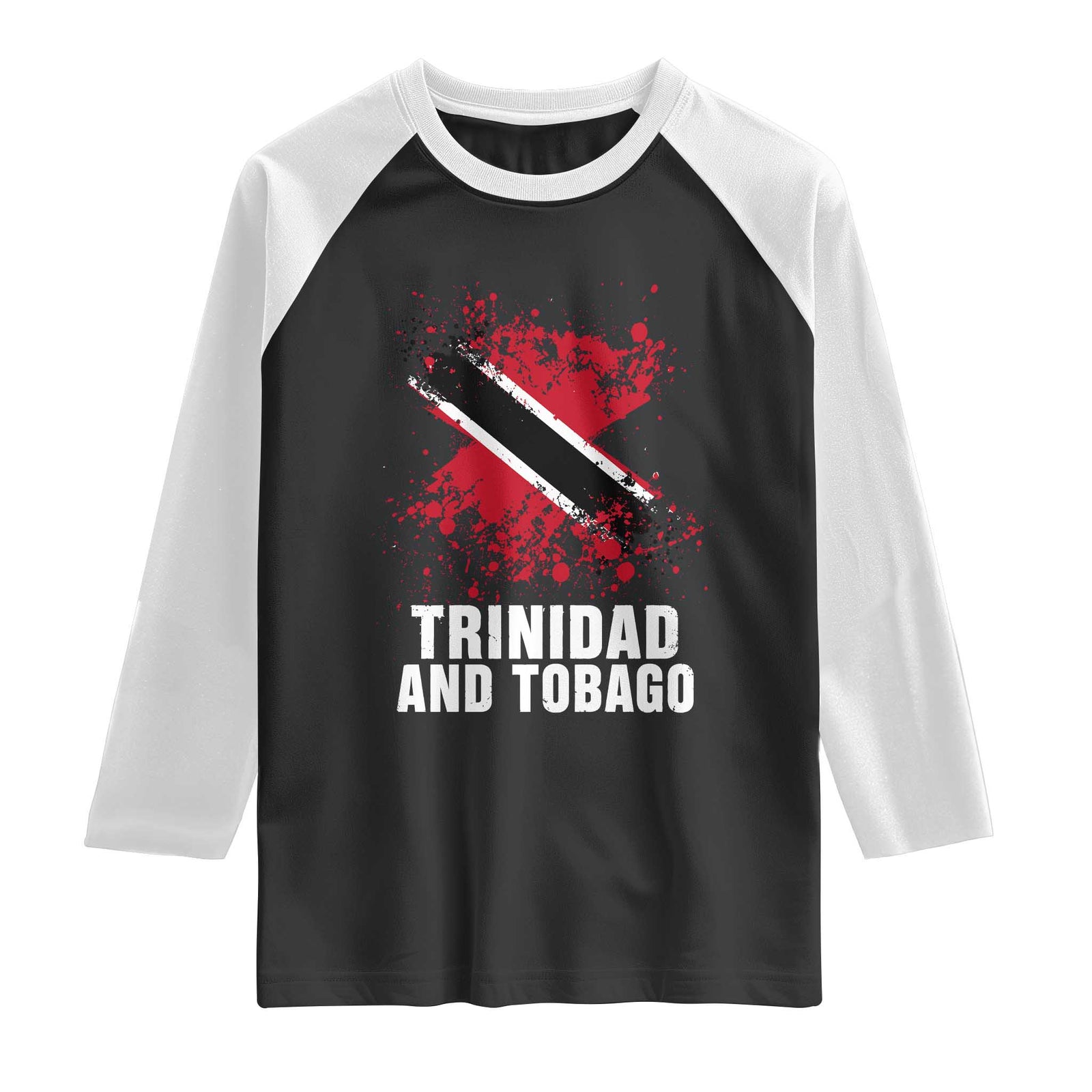 Trinidad And Tobago Raglan Shirt Retro Vintage Watercolors Trinidadian Flag TS11 Black White Print Your Wear