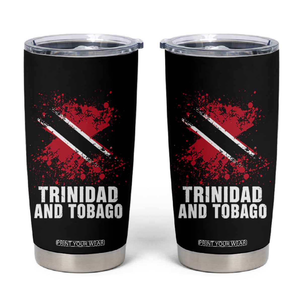 Trinidad And Tobago Tumbler Cup Retro Vintage Watercolors Trinidadian Flag TS11 Black Print Your Wear