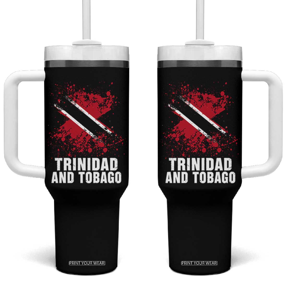 Trinidad And Tobago Tumbler With Handle Retro Vintage Watercolors Trinidadian Flag TS11 One Size: 40 oz Black Print Your Wear