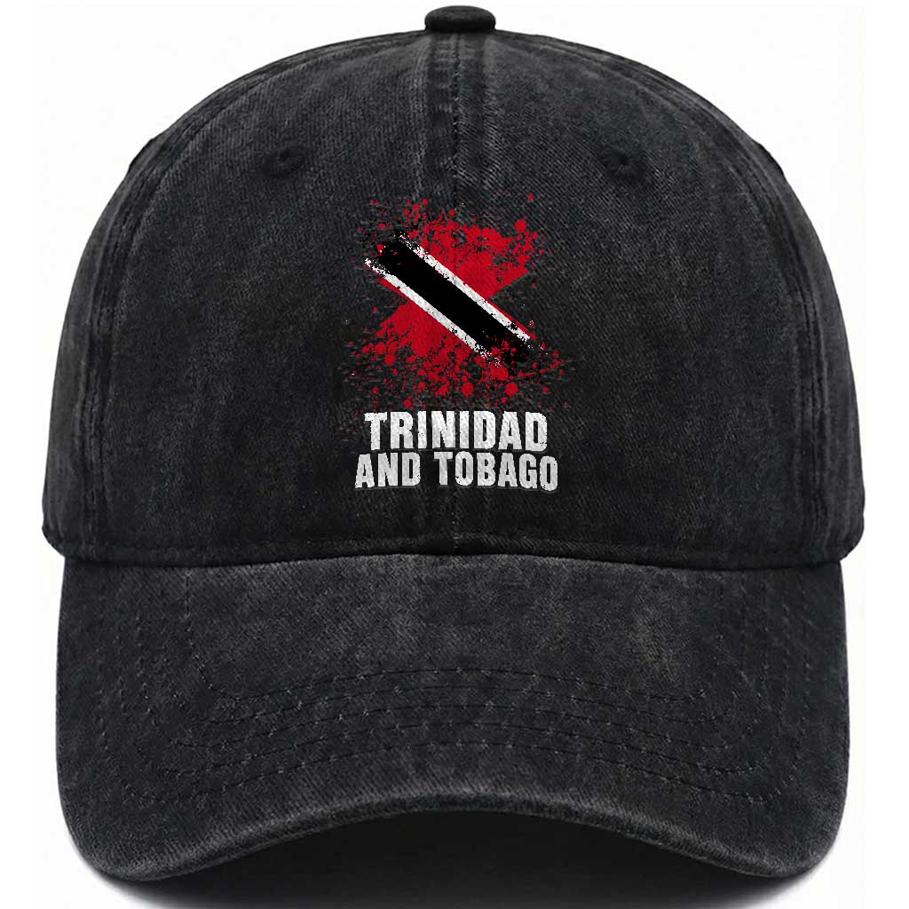 Trinidad And Tobago Washed Cotton Baseball Cap Retro Vintage Watercolors Trinidadian Flag TS11 Print Your Wear