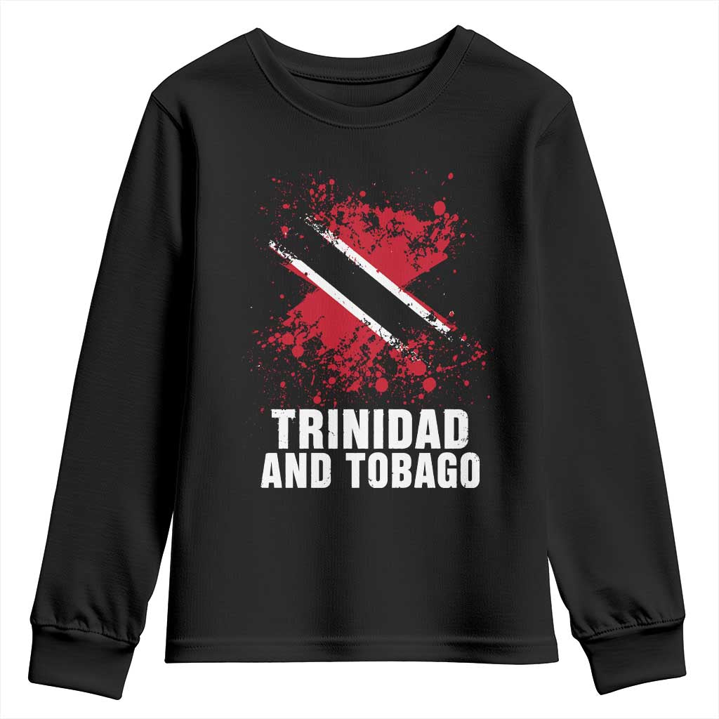 Trinidad And Tobago Youth Sweatshirt Retro Vintage Watercolors Trinidadian Flag TS11 Black Print Your Wear