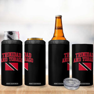 Trinidad And Tobago Athletic Throwback Design 4 in 1 Can Cooler Tumbler Vintage Trinidadian Flag