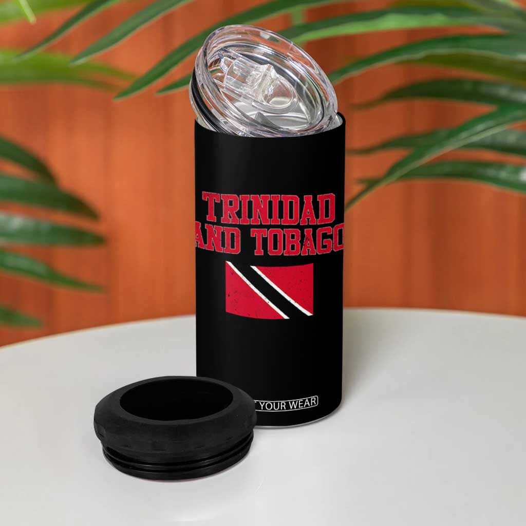 Trinidad And Tobago Athletic Throwback Design 4 in 1 Can Cooler Tumbler Vintage Trinidadian Flag