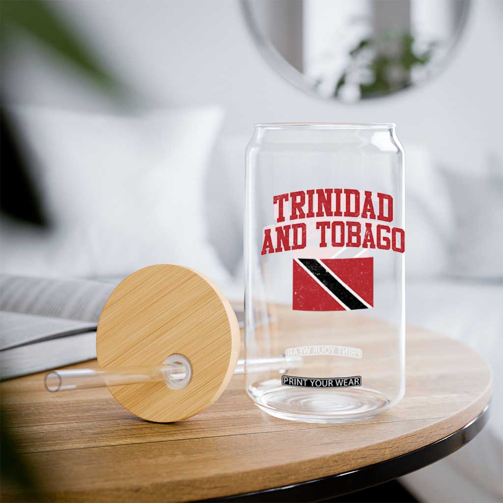 Trinidad And Tobago Athletic Throwback Design Glass Can Vintage Trinidadian Flag
