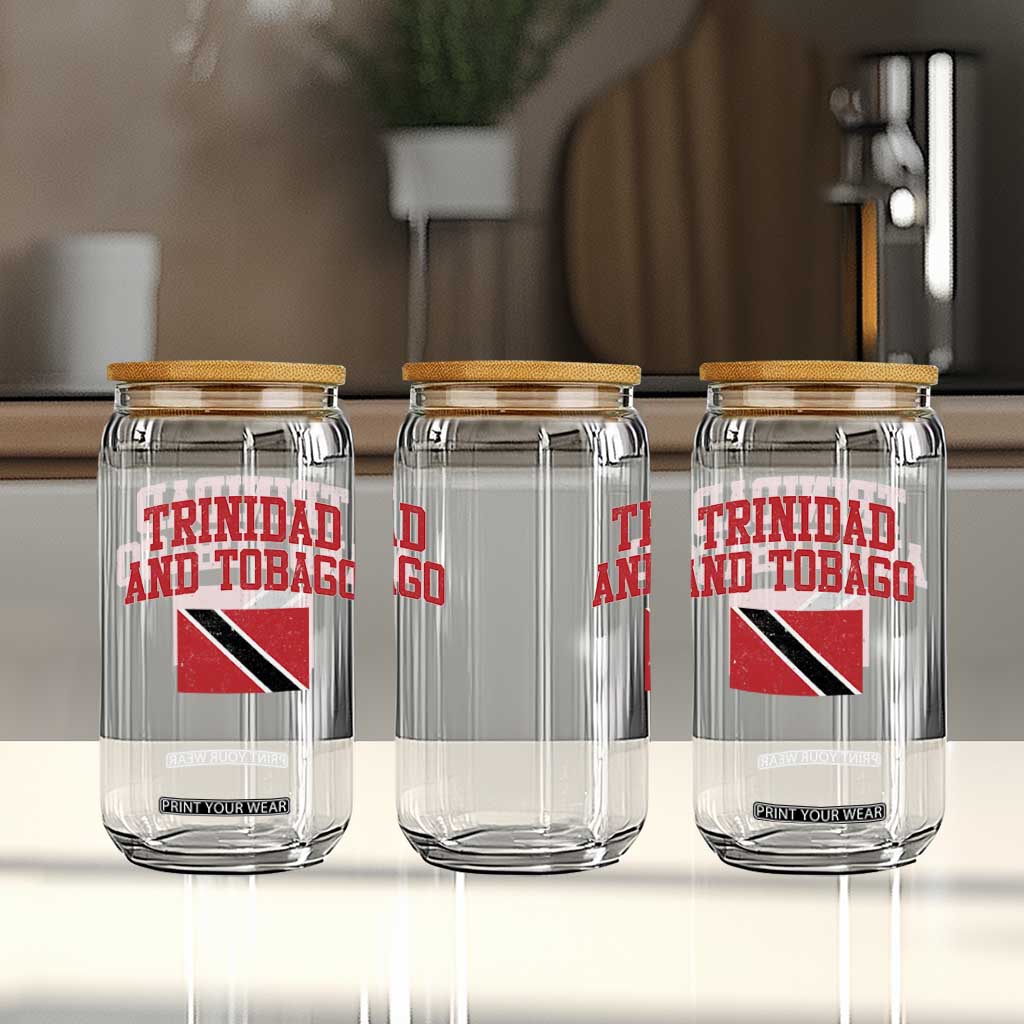 Trinidad And Tobago Athletic Throwback Design Glass Can Vintage Trinidadian Flag