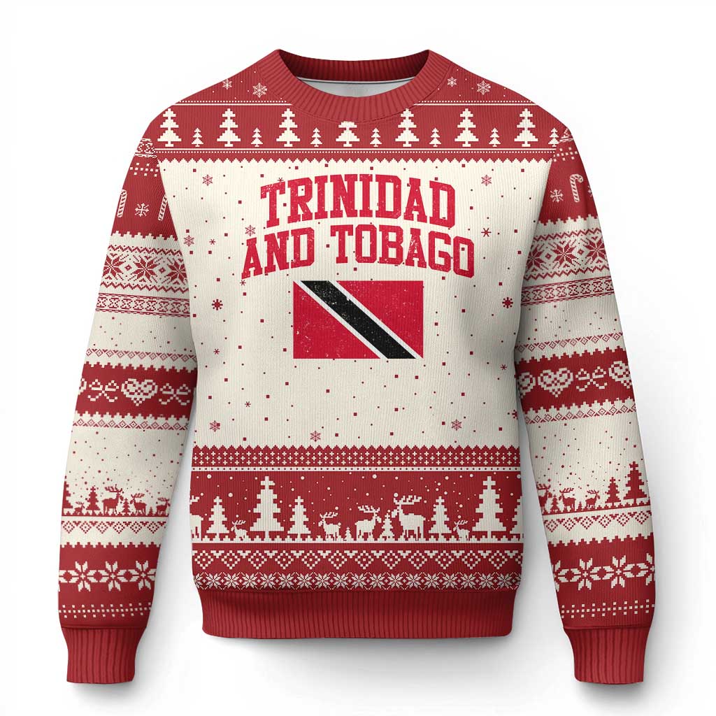 Trinidad And Tobago Athletic Throwback Design Ugly Christmas Sweater Vintage Trinidadian Flag