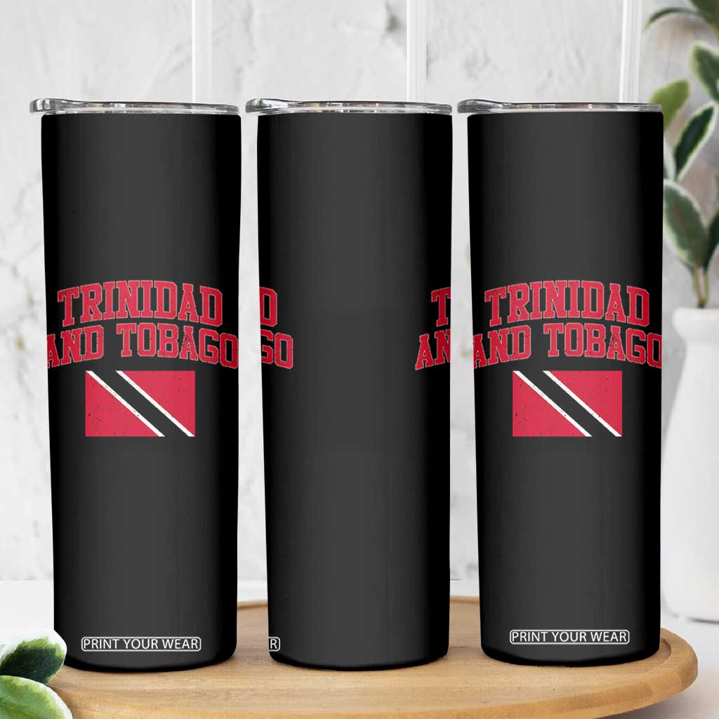 Trinidad And Tobago Athletic Throwback Design Skinny Tumbler Vintage Trinidadian Flag