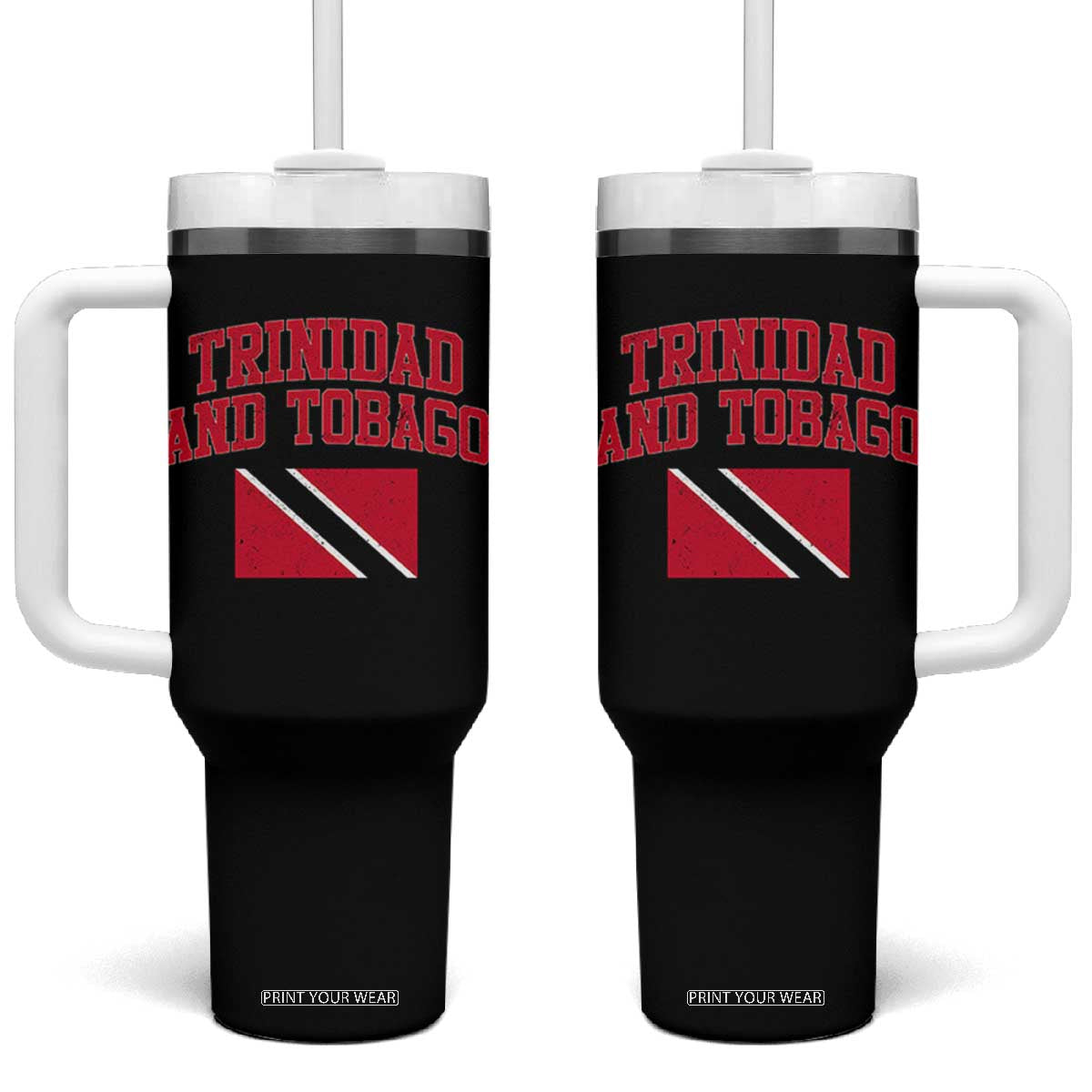 Trinidad And Tobago Athletic Throwback Design Tumbler With Handle Vintage Trinidadian Flag