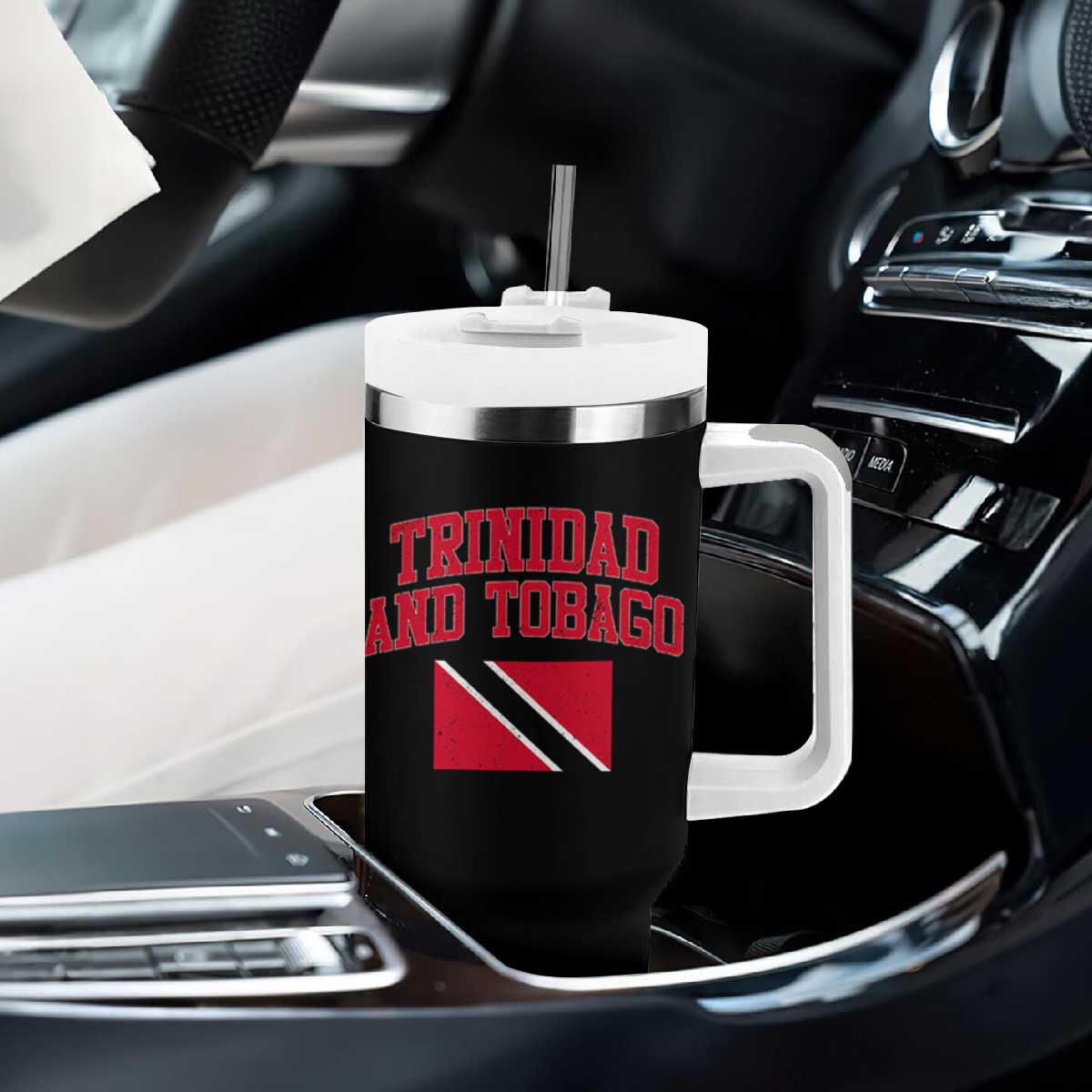 Trinidad And Tobago Athletic Throwback Design Tumbler With Handle Vintage Trinidadian Flag
