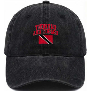 Trinidad And Tobago Athletic Throwback Design Washed Cotton Baseball Cap Vintage Trinidadian Flag