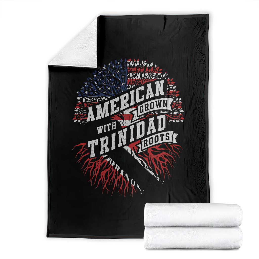 American Grown WIth Trinidad Roots Throw Blanket Proud Trinidadian and Tobagonian Americans TS11 Black Print Your Wear