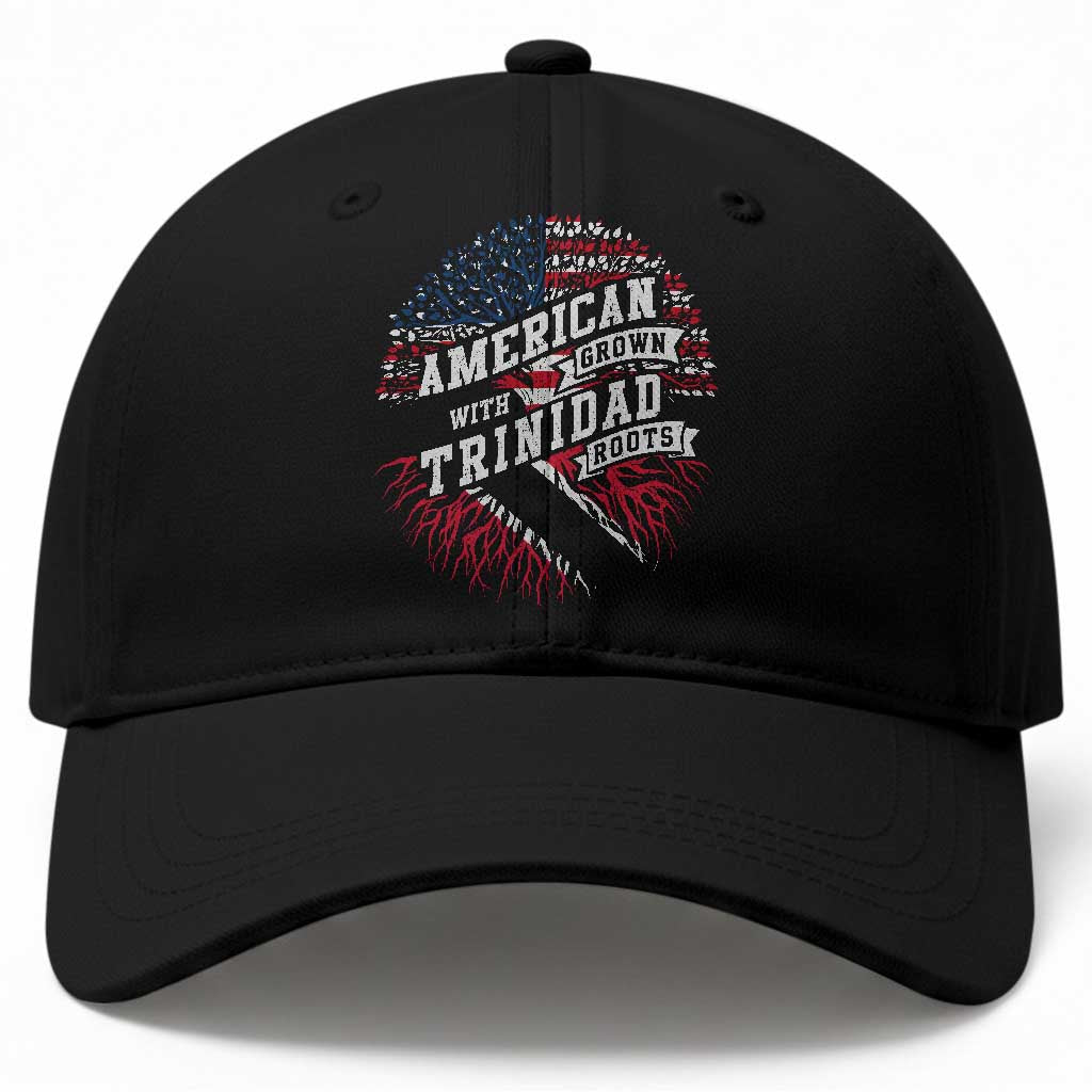 American Grown WIth Trinidad Roots Baseball Cap Proud Trinidadian and Tobagonian Americans TS11 Print Your Wear
