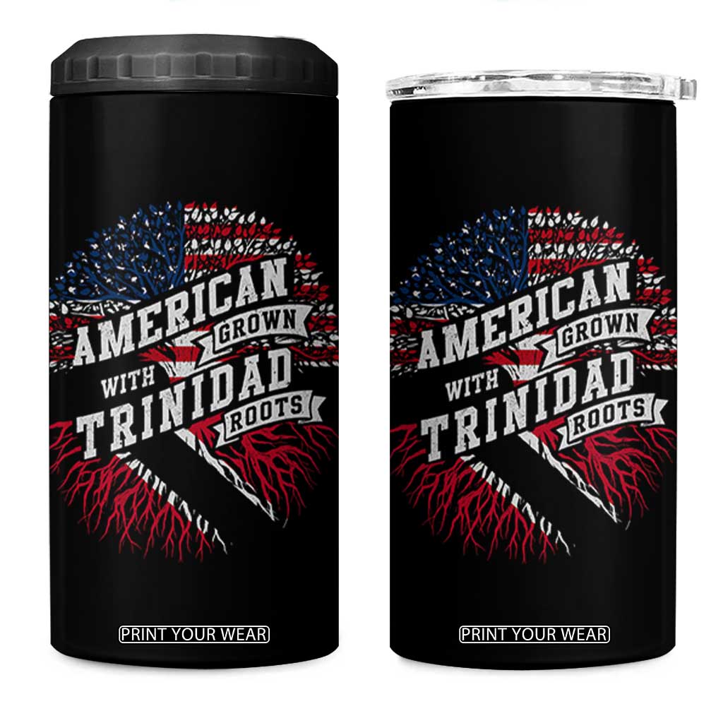 American Grown WIth Trinidad Roots 4 in 1 Can Cooler Tumbler Proud Trinidadian and Tobagonian Americans TS11 One Size: 16 oz Black Print Your Wear