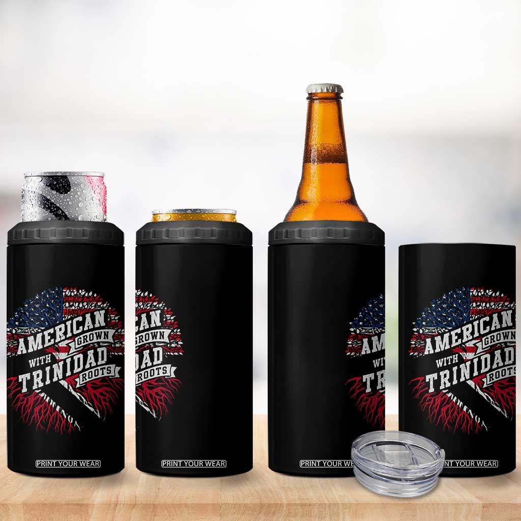 American Grown WIth Trinidad Roots 4 in 1 Can Cooler Tumbler Proud Trinidadian and Tobagonian Americans TS11 Print Your Wear