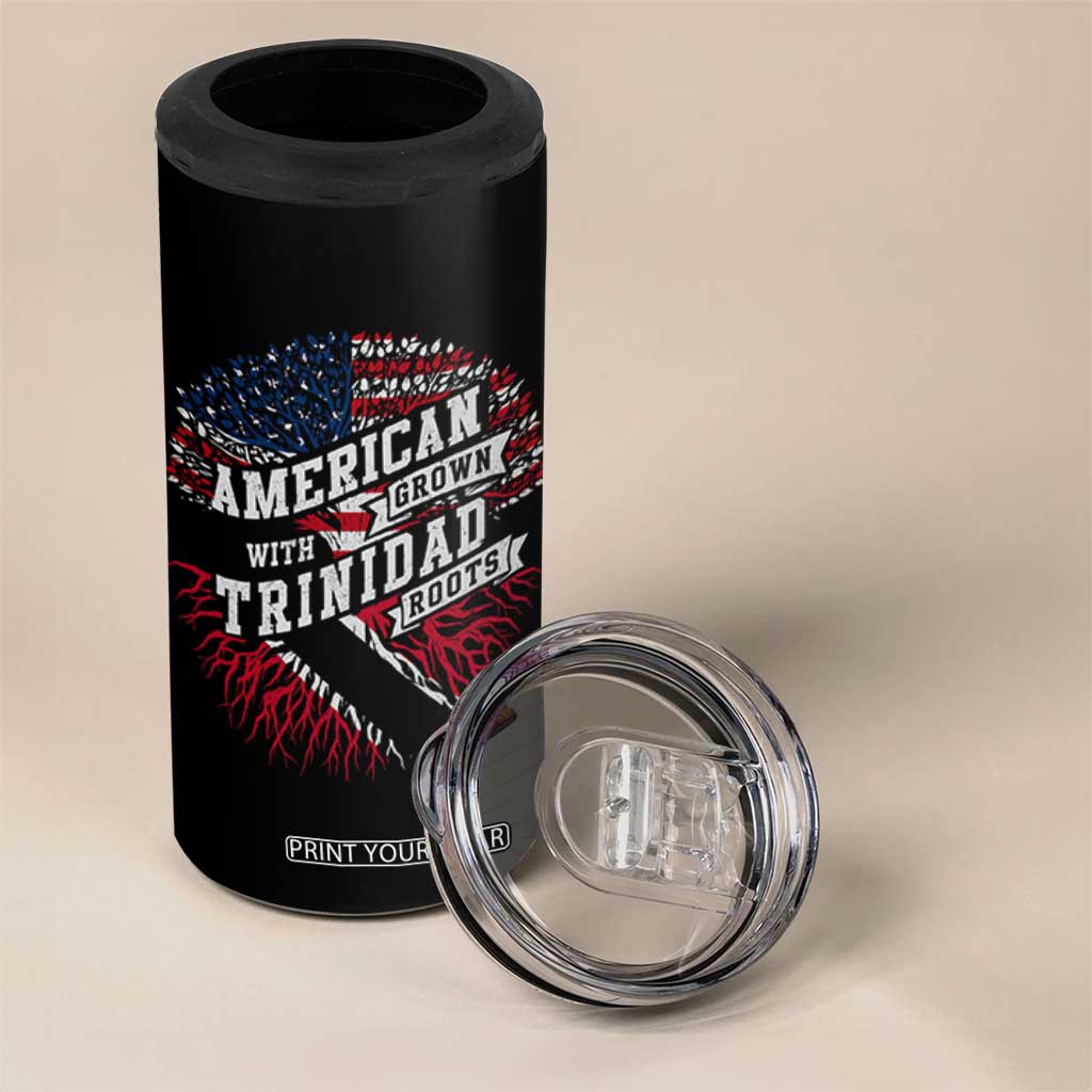 American Grown WIth Trinidad Roots 4 in 1 Can Cooler Tumbler Proud Trinidadian and Tobagonian Americans TS11 Print Your Wear