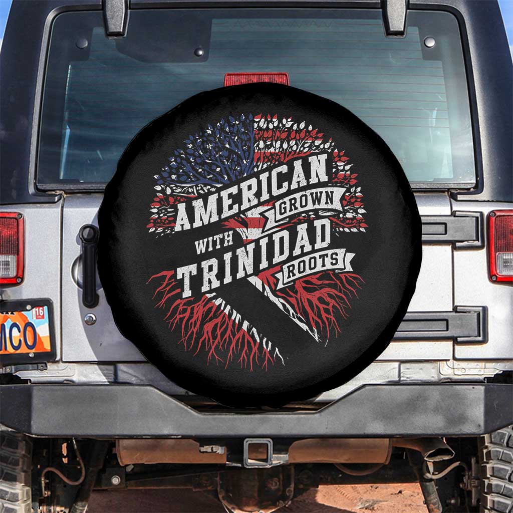 American Grown WIth Trinidad Roots Spare Tire Cover Proud Trinidadian and Tobagonian Americans TS11 No hole Black Print Your Wear