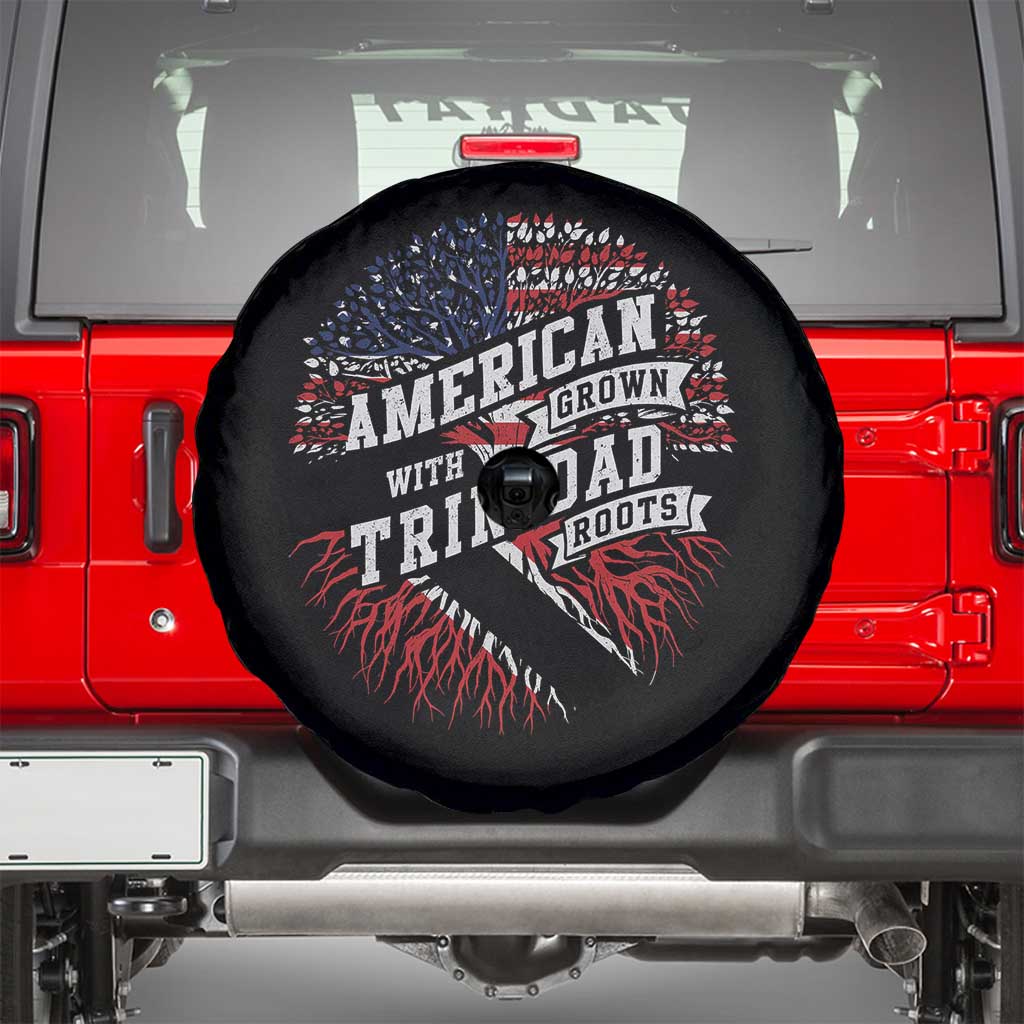 American Grown WIth Trinidad Roots Spare Tire Cover Proud Trinidadian and Tobagonian Americans TS11 Black Print Your Wear