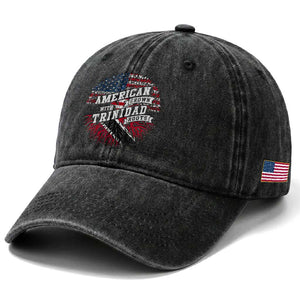 American Grown WIth Trinidad Roots Washed Cotton Baseball Cap Proud Trinidadian and Tobagonian Americans