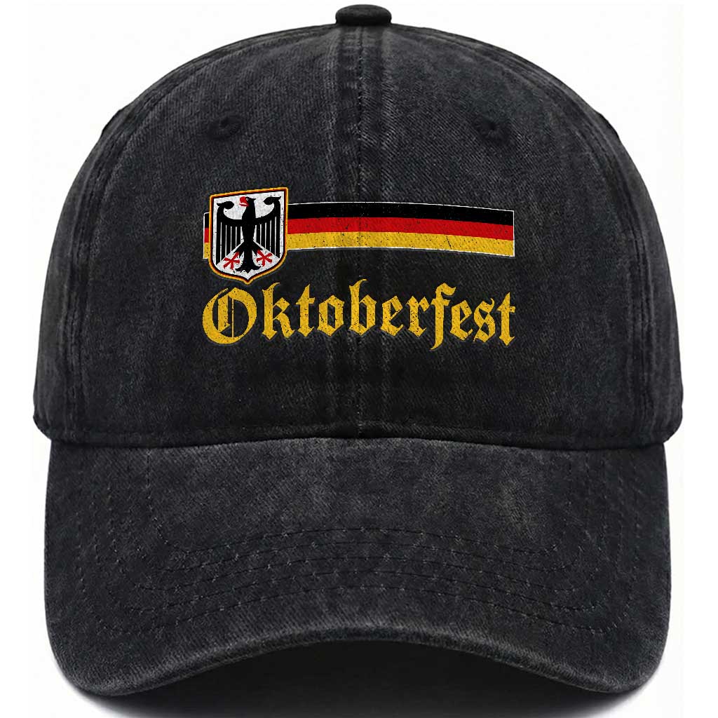 Oktoberfest German Bundesadler Coat of Arms Washed Cotton Baseball Cap Bavarian Drinking Festival