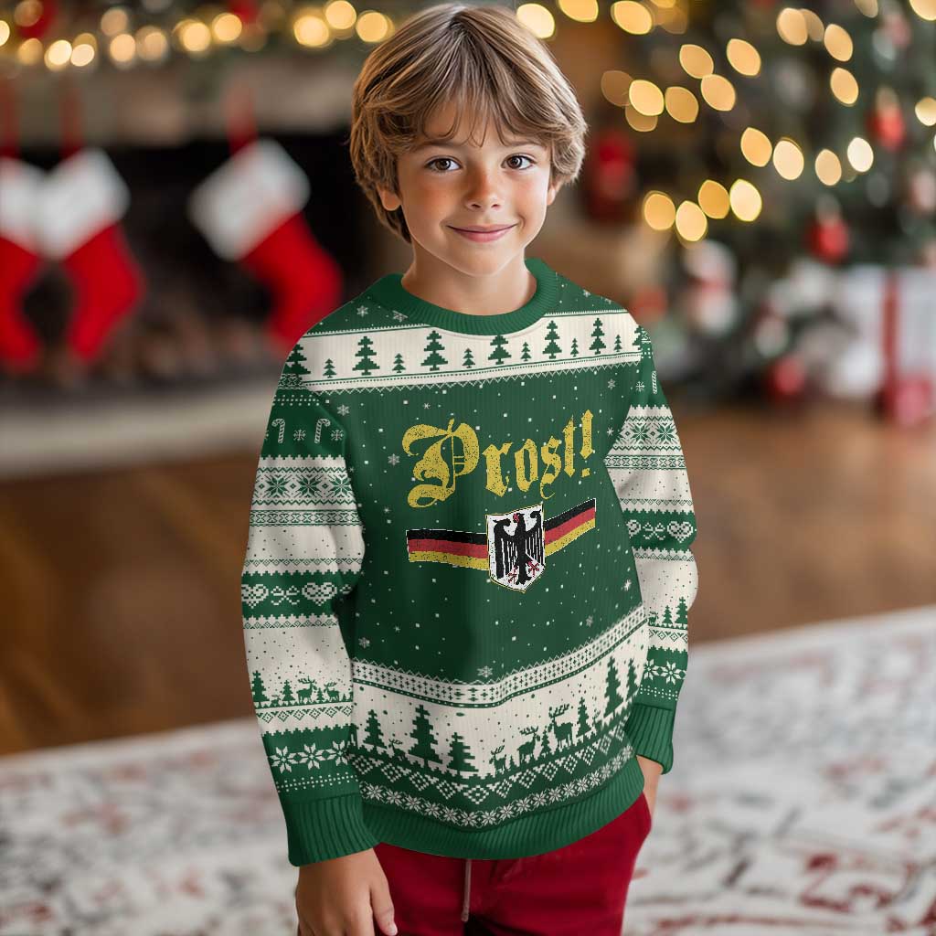 Prost Oktoberfest Beer Drinking Ugly Christmas Sweater German Flag Bundesadler Coat of Arms