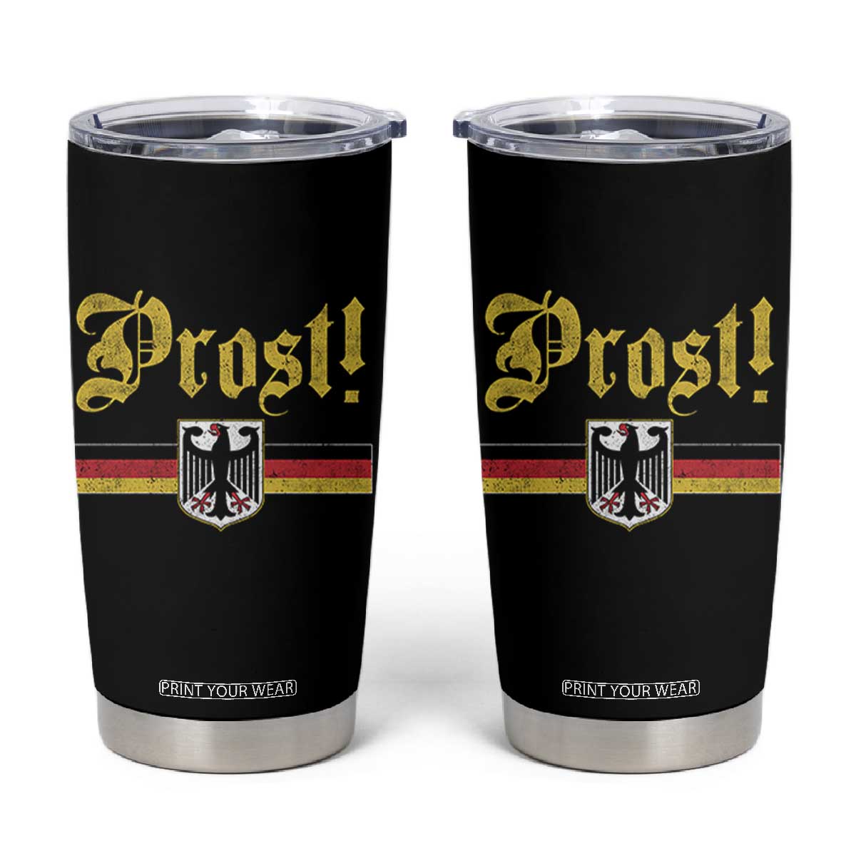 Prost Oktoberfest Beer Drinking Tumbler Cup German Flag Bundesadler Coat of Arms