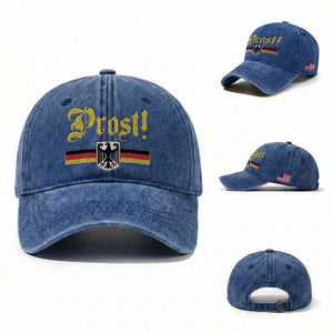 Prost Oktoberfest Beer Drinking Washed Cotton Baseball Cap German Flag Bundesadler Coat of Arms