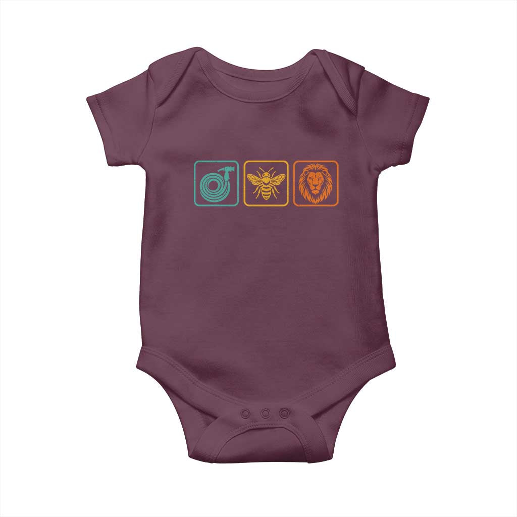 Hose Bee Lion Icons Funny Meme Retro Baby Onesie