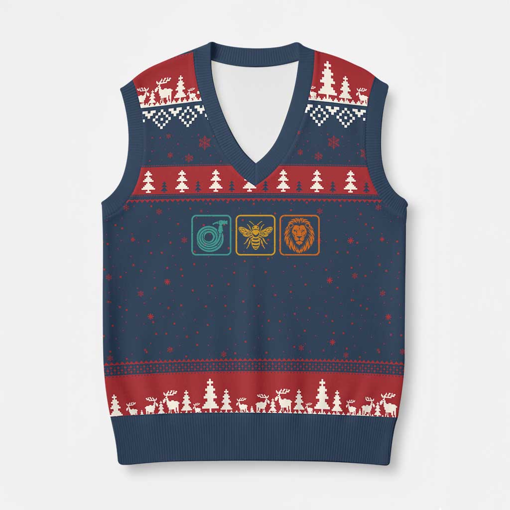 Hose Bee Lion Icons Funny Meme Retro V-Neck Knit Sweater Vest