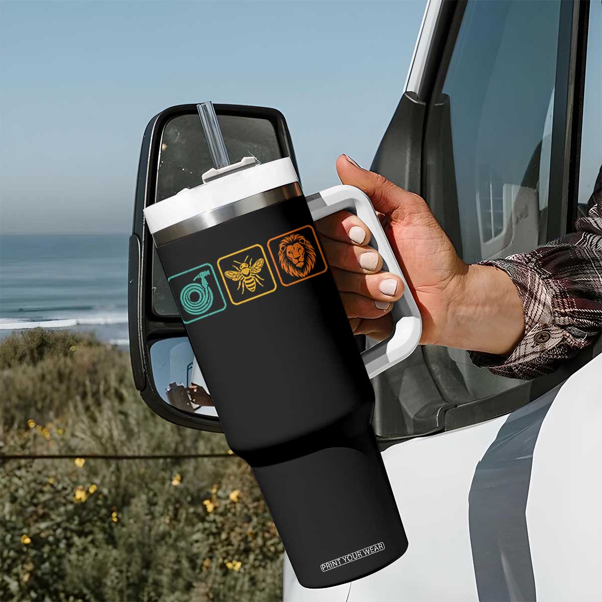 Hose Bee Lion Icons Funny Meme Retro Tumbler With Handle