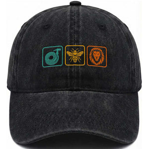 Hose Bee Lion Icons Funny Meme Retro Washed Cotton Baseball Cap