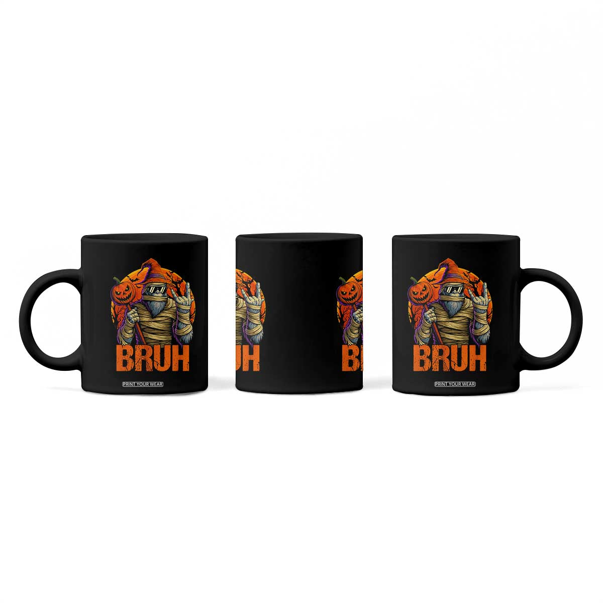 Funny Halloween Bigfoot Coffee Mug Bruh Spooky Mummy Sasquatch Jack O Lantern TS11 Print Your Wear