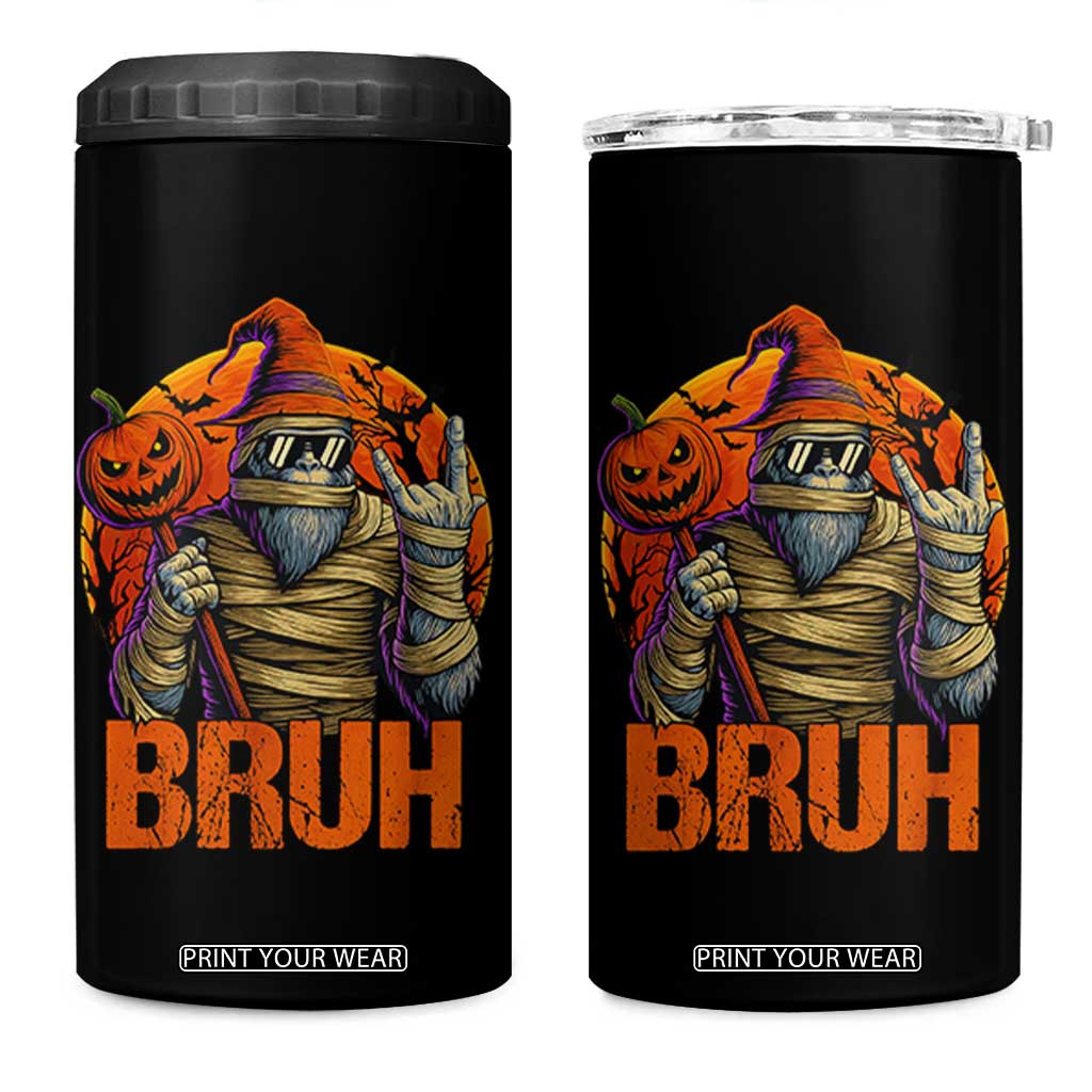 Funny Halloween Bigfoot 4 in 1 Can Cooler Tumbler Bruh Spooky Mummy Sasquatch Jack O Lantern TS11 One Size: 16 oz Black Print Your Wear