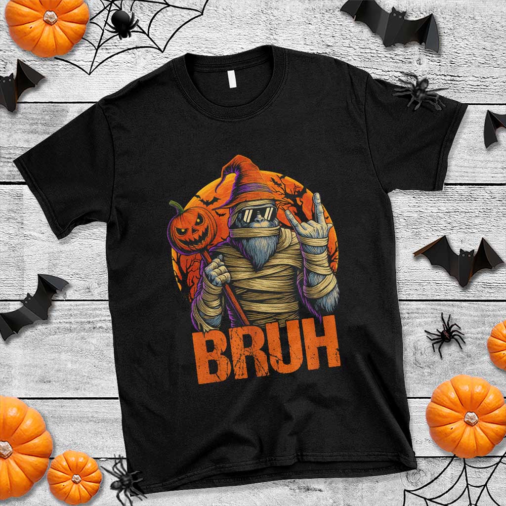 Funny Halloween Bigfoot T Shirt Bruh Spooky Mummy Sasquatch Jack O Lantern TS11 Black Print Your Wear