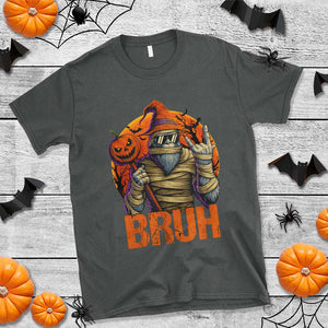 Funny Halloween Bigfoot T Shirt Bruh Spooky Mummy Sasquatch Jack O Lantern TS11 Dark Heather Print Your Wear