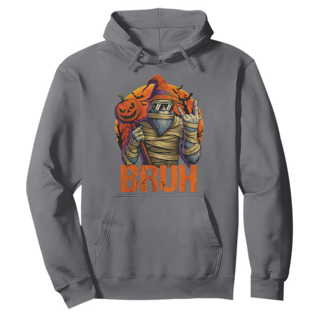 Funny Halloween Bigfoot Hoodie Bruh Spooky Mummy Sasquatch Jack O Lantern TS11 Charcoal Print Your Wear